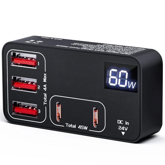 Сетевое зарядное устройство на 5 портов Addap WLX-H988B с быстрой зарядкой: 3×USB + 2×Type-C, 60W 0285 фото