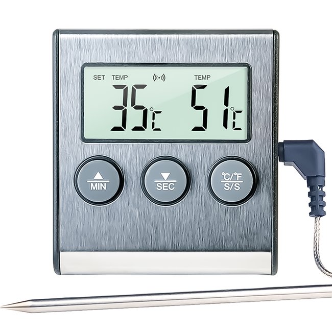 Кухонний термометр з виносним щупом + таймер UChef TP-700, для м'яса, з магнітом і сигналізатором 7582 фото