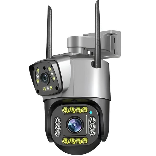 Подвійна поворотна вулична WiFi камера відеоспостереження uSafe OC-04DL-PTZ, з 2 об'єктивами, 4 МП, 1080P 1086 фото