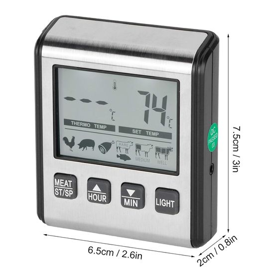 Кухонний цифровий термометр + таймер UChef TP-710, з виносним щупом, сигналізатором, магнітом і програмами смаження м'яса 7410 фото