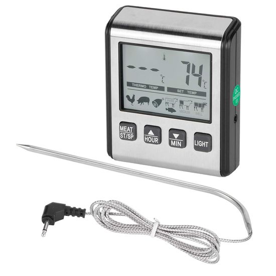Кухонный цифровой термометр + таймер UChef TP-710, с выносным щупом, сигнализатором, магнитом и программами жарки мяса 7410 фото